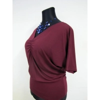 Bluzka Marika - maxi kimono z dekoltem i marszczeniem